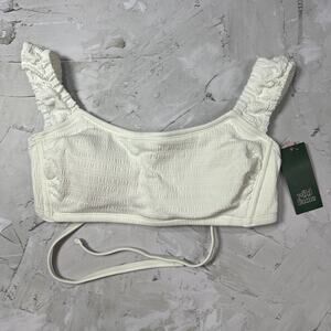 NEW Wild Fable White Smocked SIZE D/DD Bikini Top Removable Textured TARGET NWT